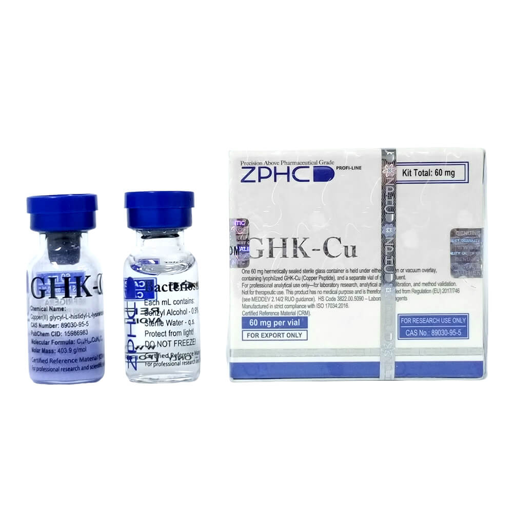 GHK-Cu 60mg x 1 vial Kit ZPHC (peptídeo liofilizado + água bacteriostática) ZPHC